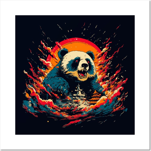 Japanese Sunset Giant Panda Wall Art by tatadonets